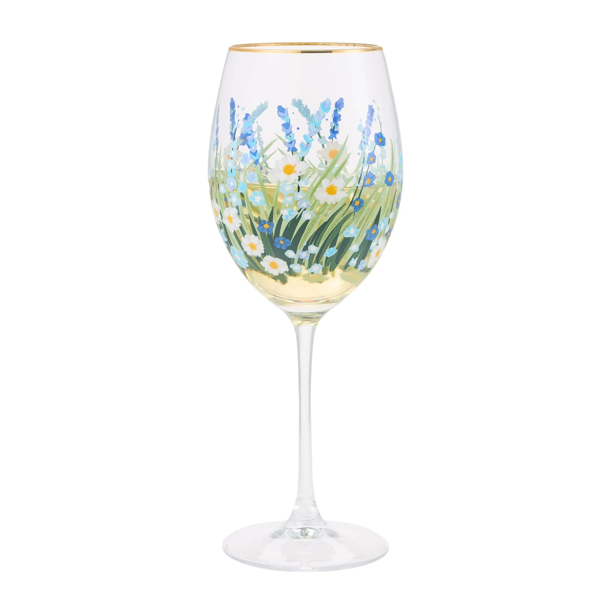 Blue Flower Wine Glass - Image 2