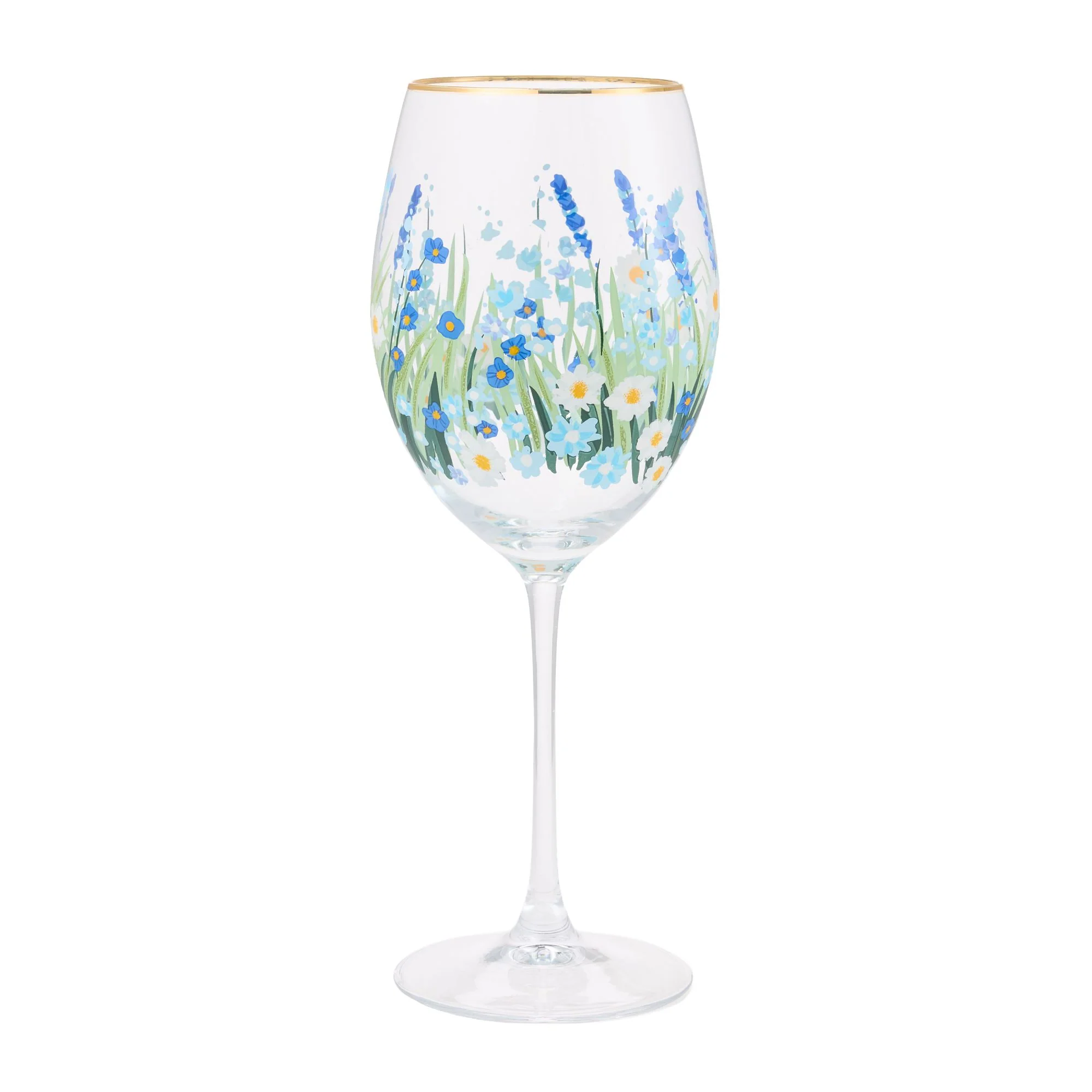 Blue Flower Wine Glass - Image 3