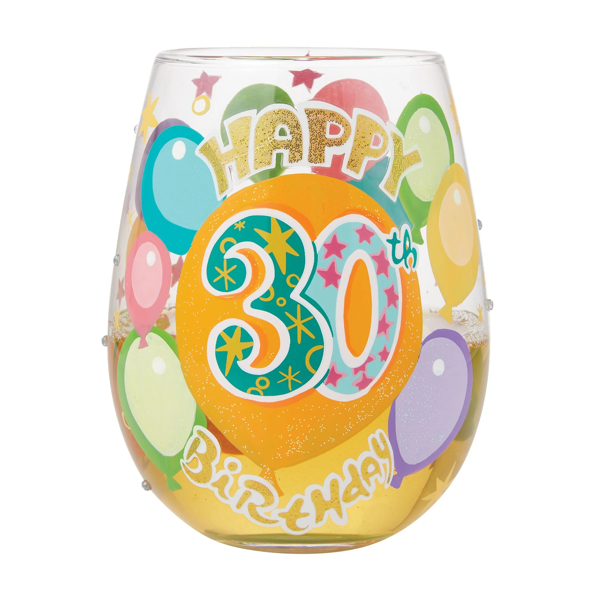 Happy 30th Birthday Stemless Wine Glass by Lolita - Image 2