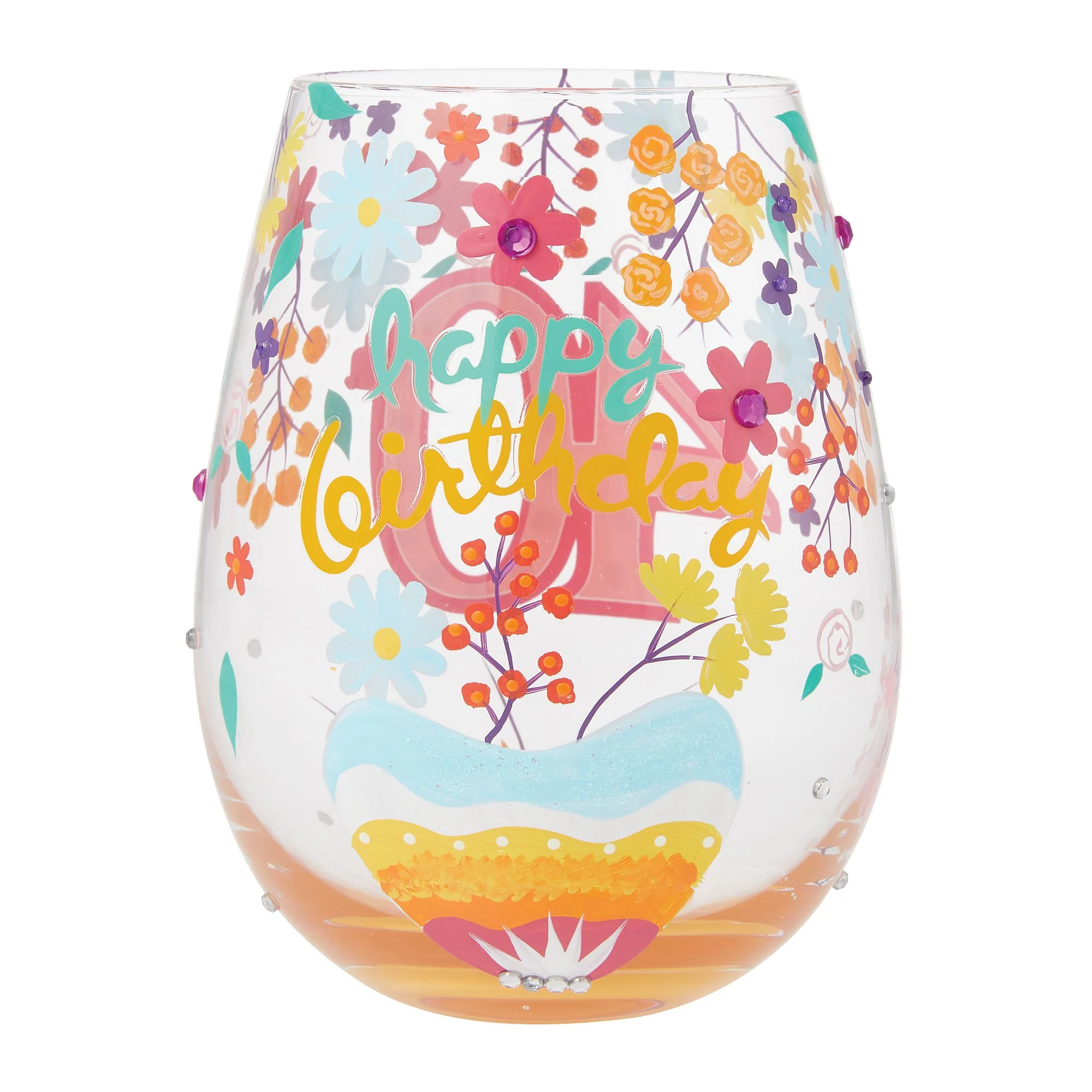Happy 40th Birthday Stemless Wine Glass by Lolita - Image 4