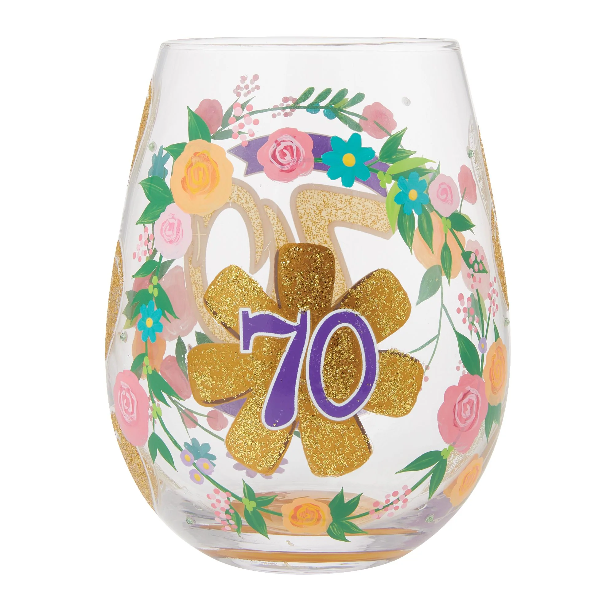 Happy 70th Birthday Stemless Wine Glass by Lolita - Image 4