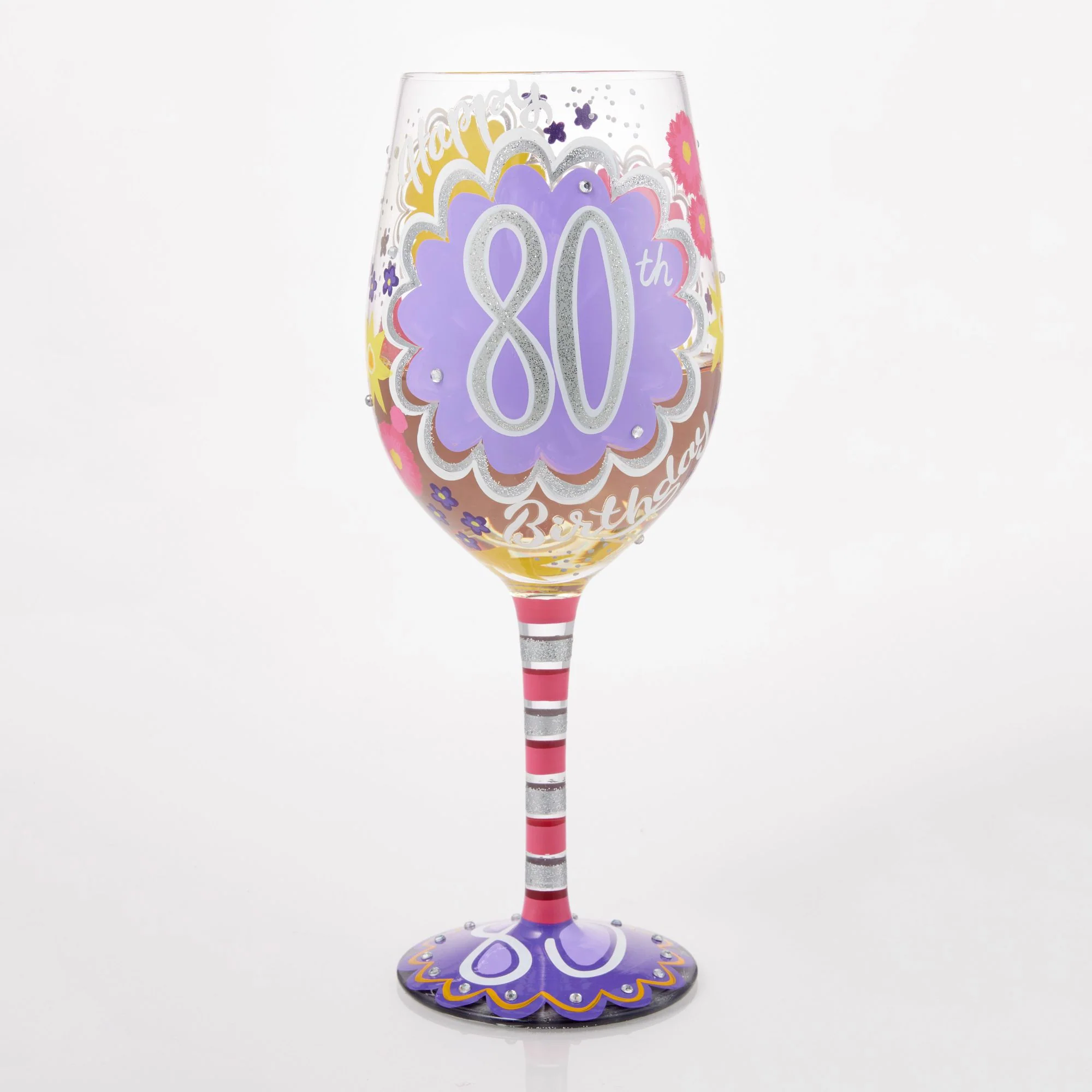 Happy 80th Birthday Wine Glass - Image 2
