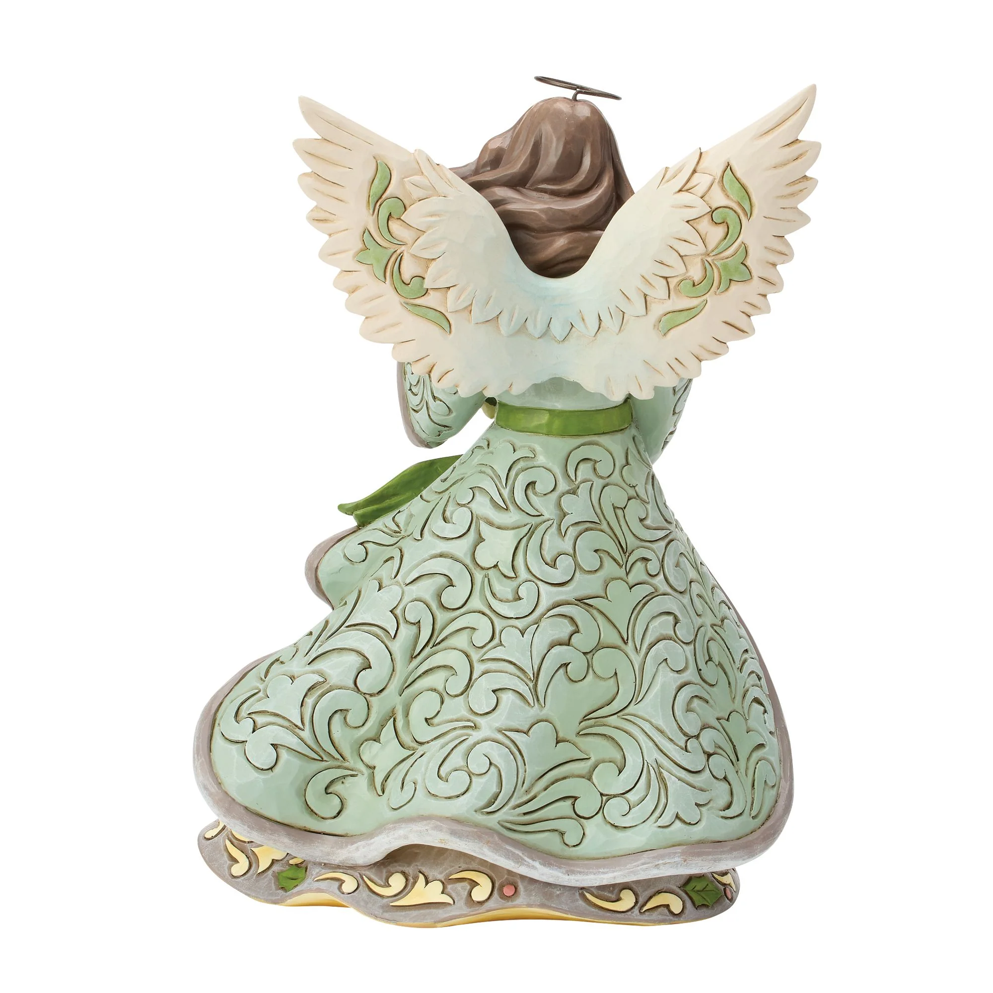 Opal & Moss Angel with Poinsettia Garland Figurine - Image 3