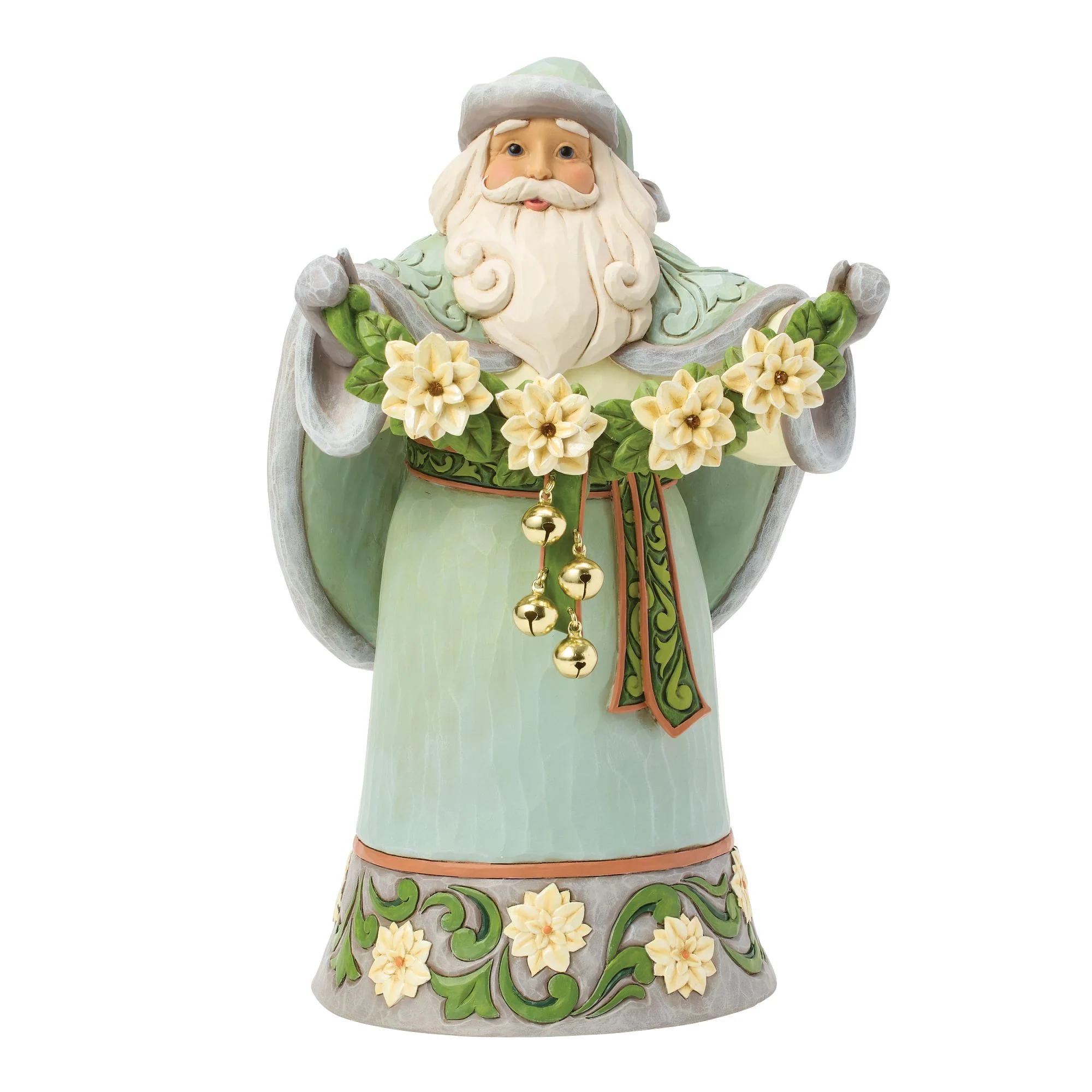 Opal & Moss Santa with Poinsettias Figurine