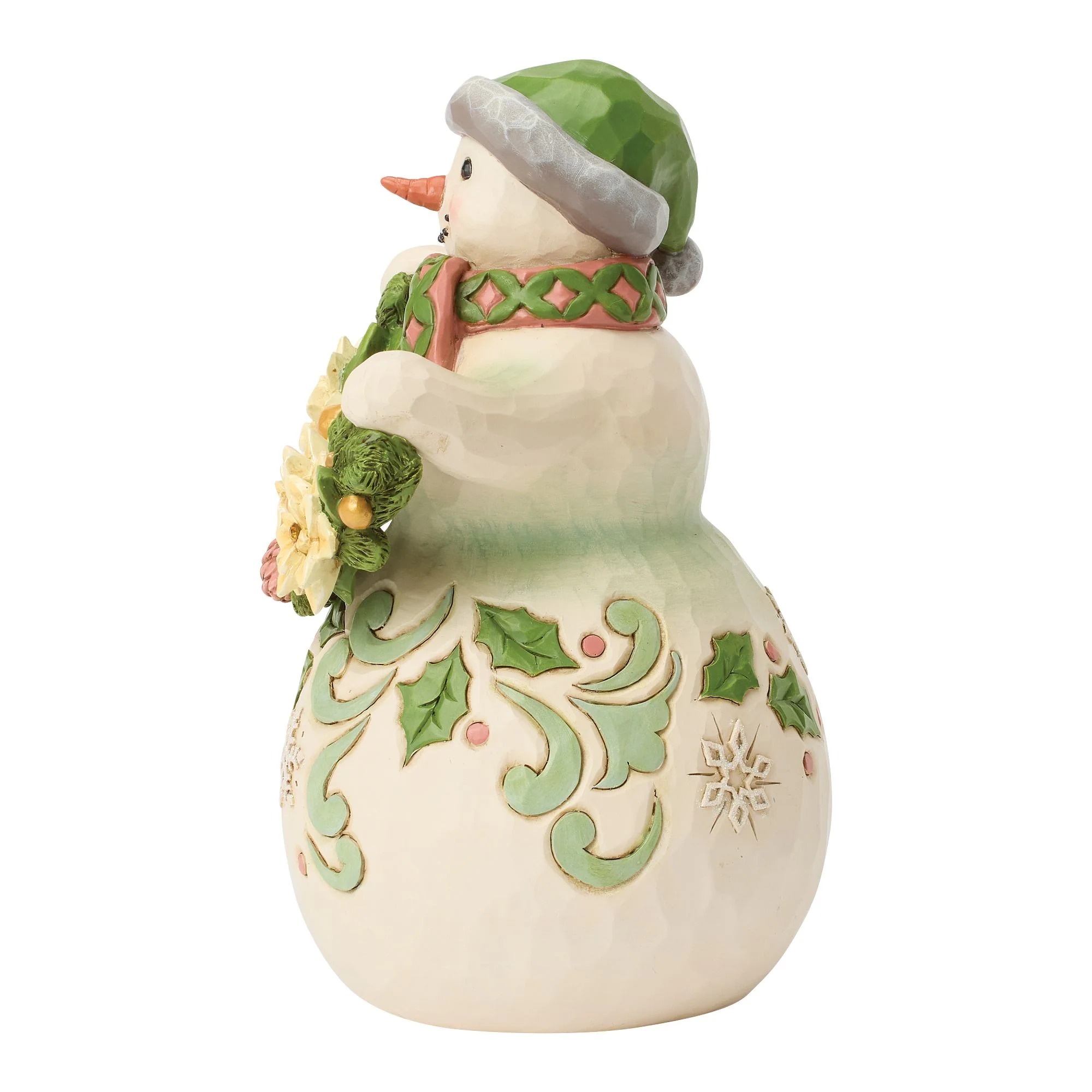 Opal & Moss Snowman with Poinsettia Garland Figurine - Image 2