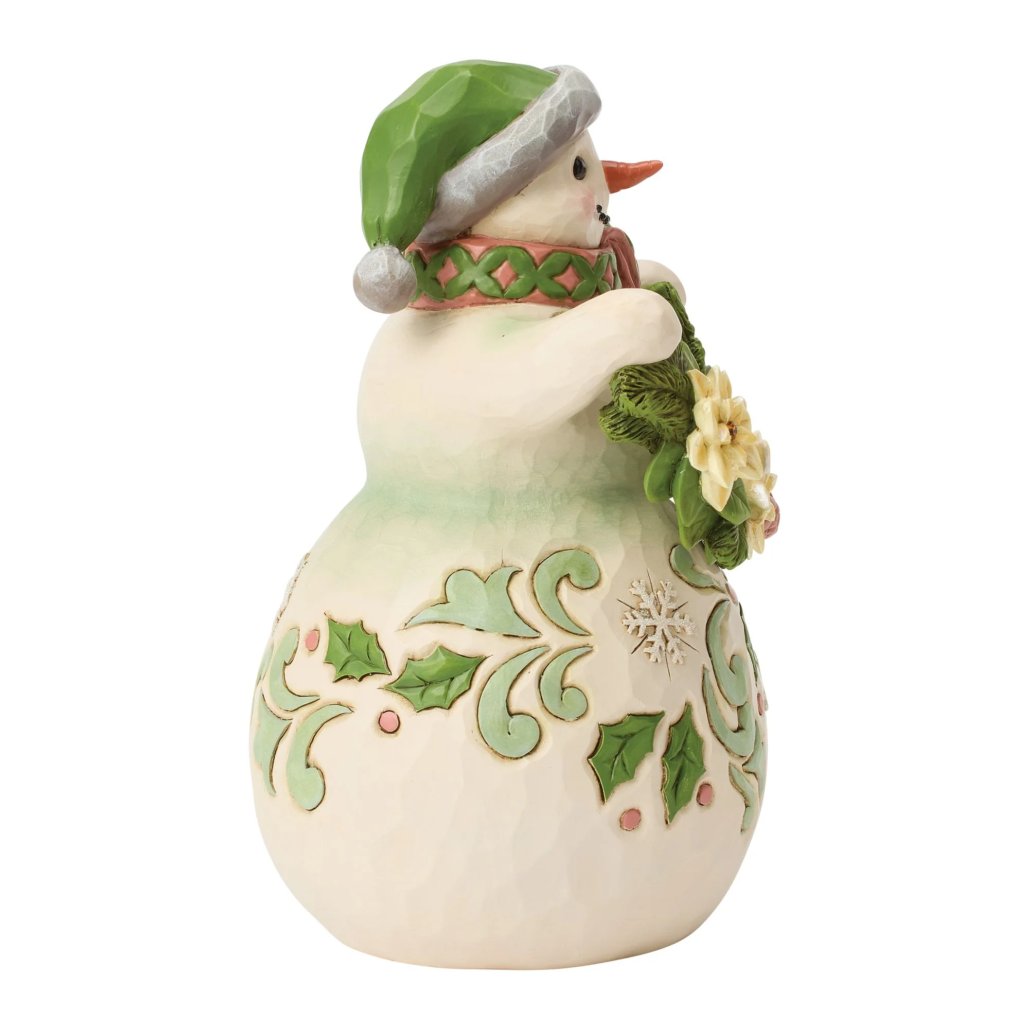 Opal & Moss Snowman with Poinsettia Garland Figurine - Image 4
