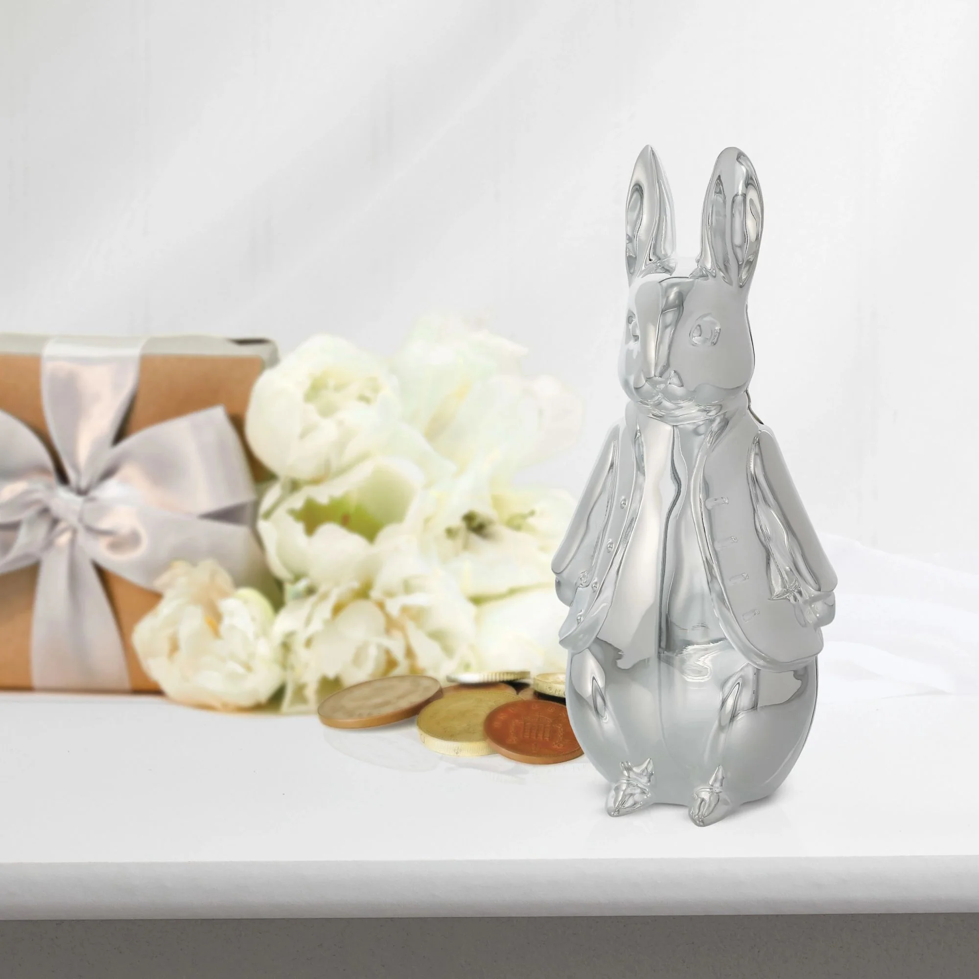 Peter Rabbit Silver Plated Sculpted Money Bank - Image 4