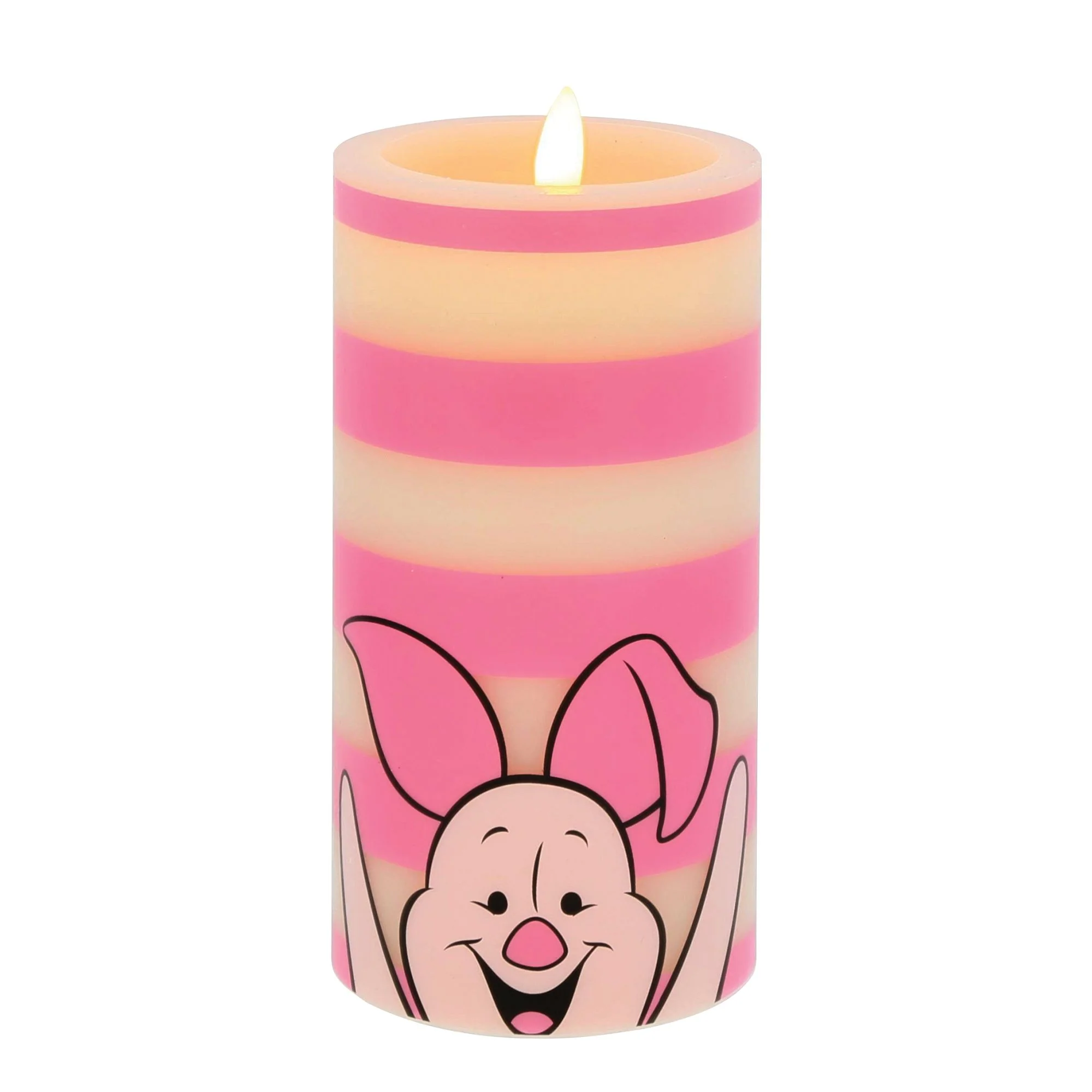 Piglet White & Pink Stripe LED Candle