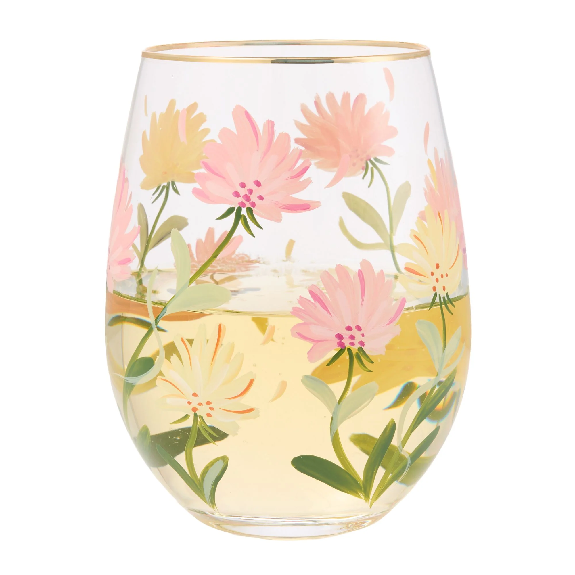 Pink Flower Stemless Glass - Image 2