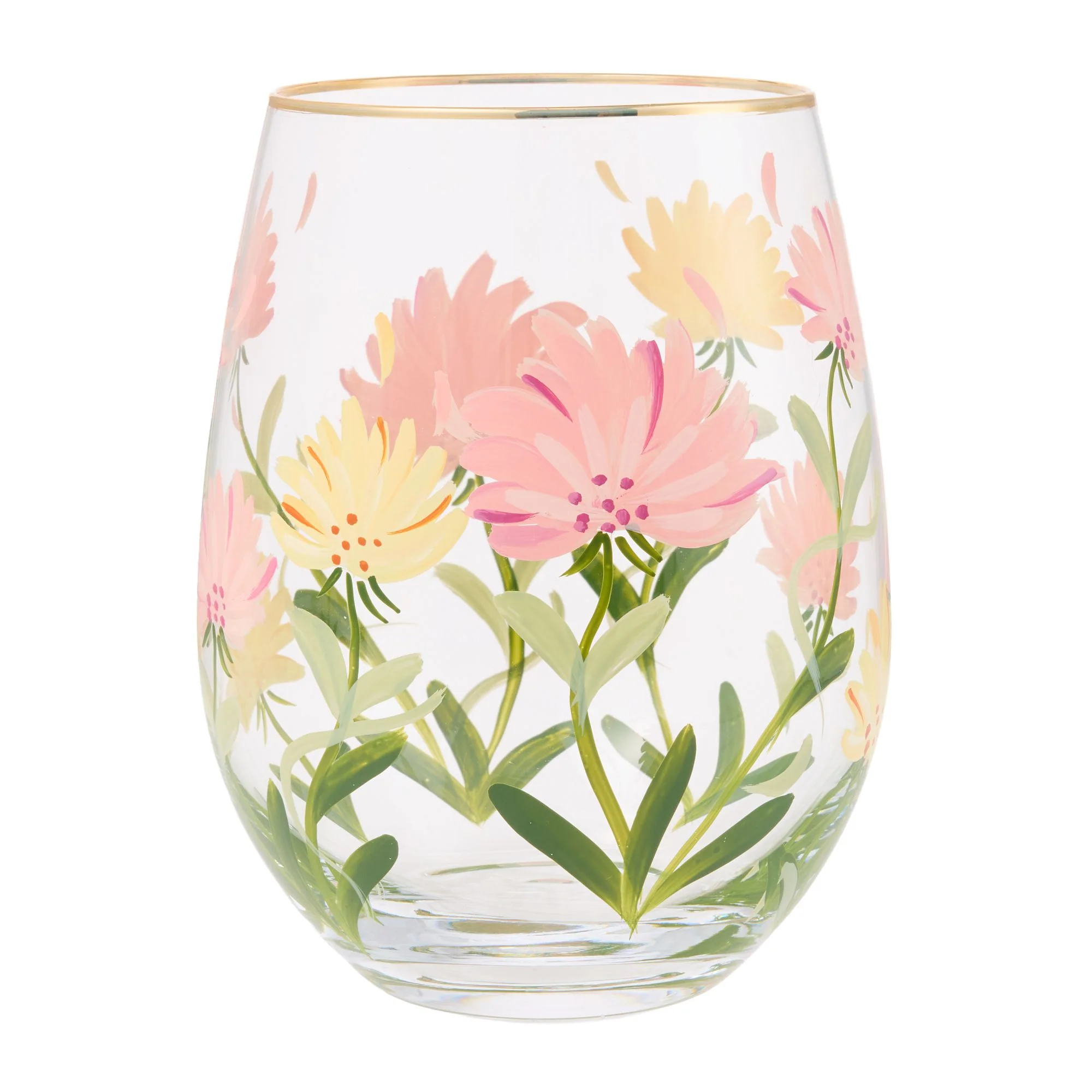Pink Flower Stemless Glass - Image 3