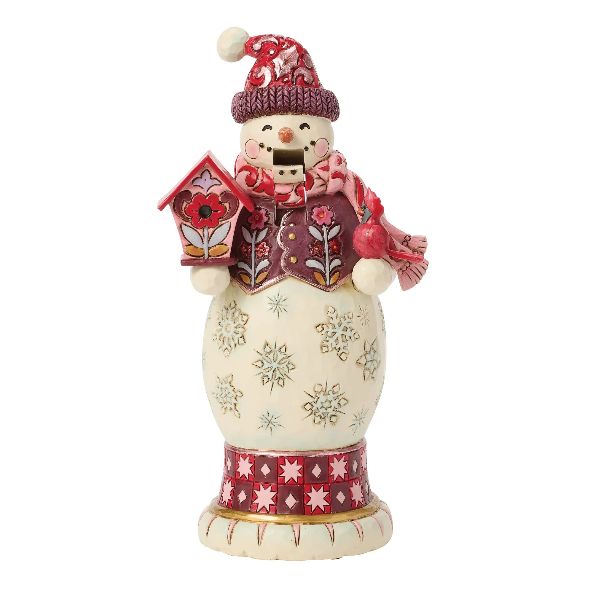 Red & Pink Snowman Nutcracker Figurine - Image 2