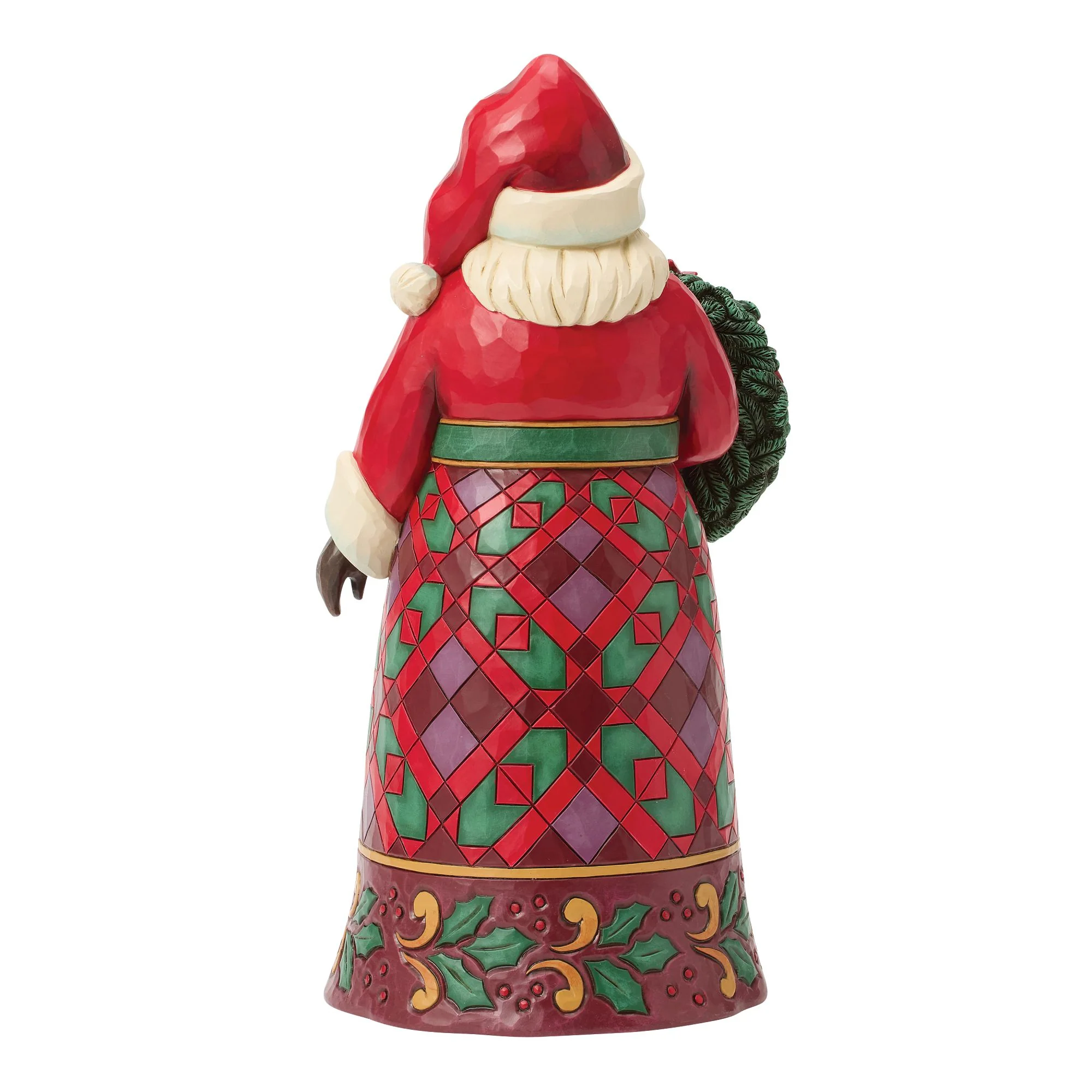 Santa with Wreath & Poinsettias Figurine - Image 3