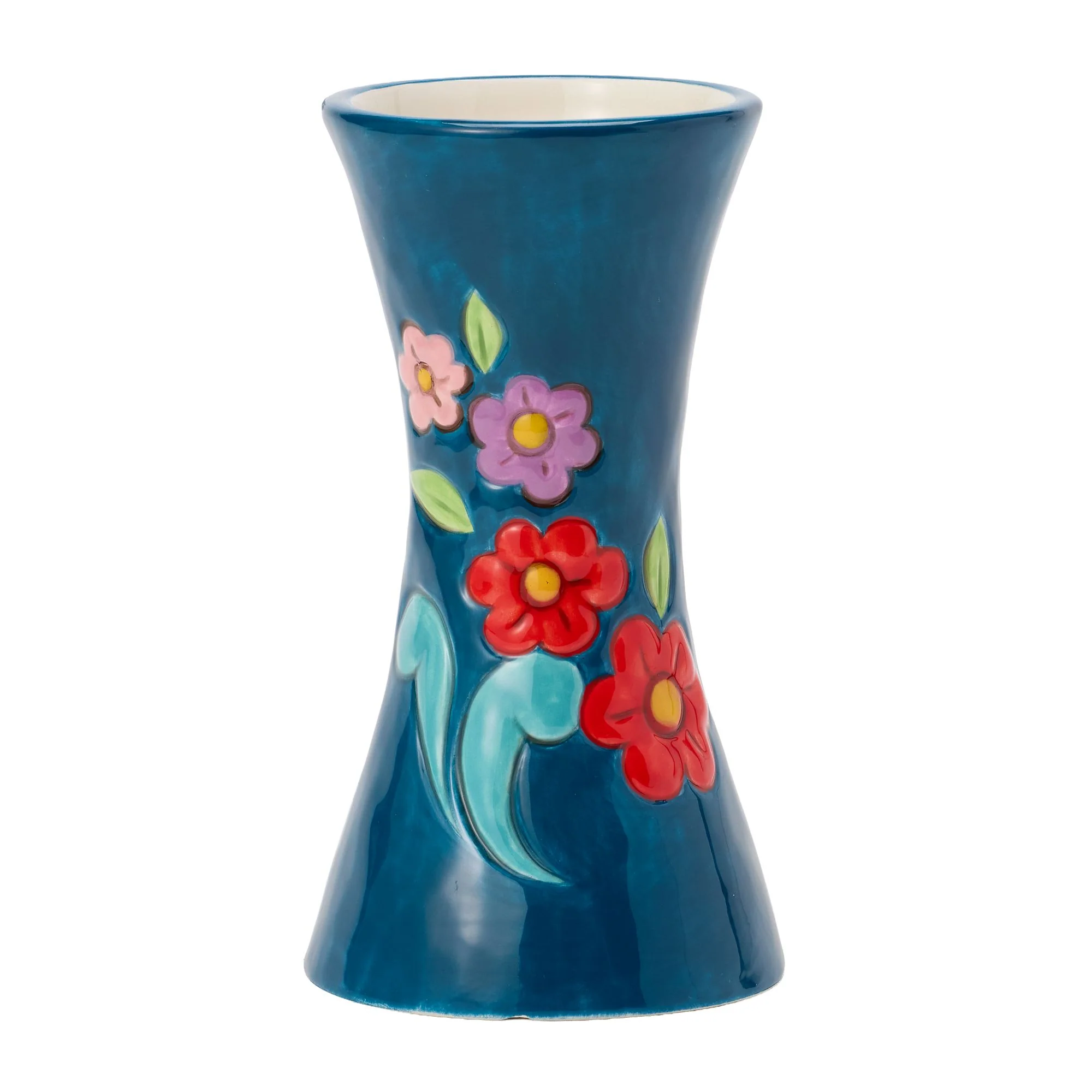 Vase Blue with Floral Motif - Image 3