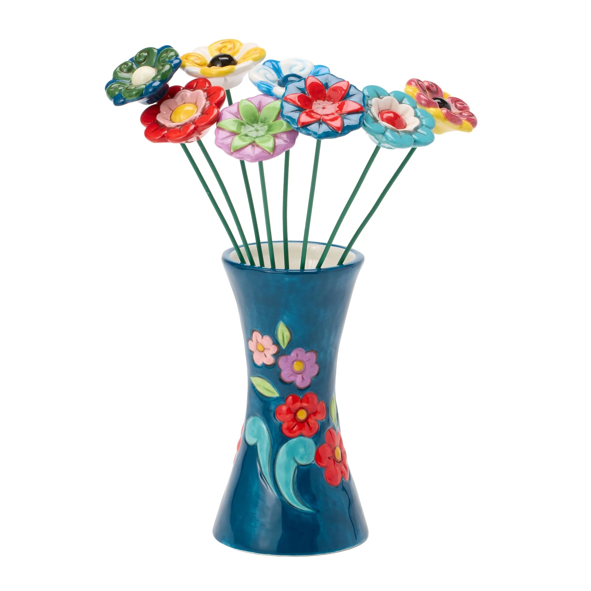 Vase Blue with Floral Motif - Image 5