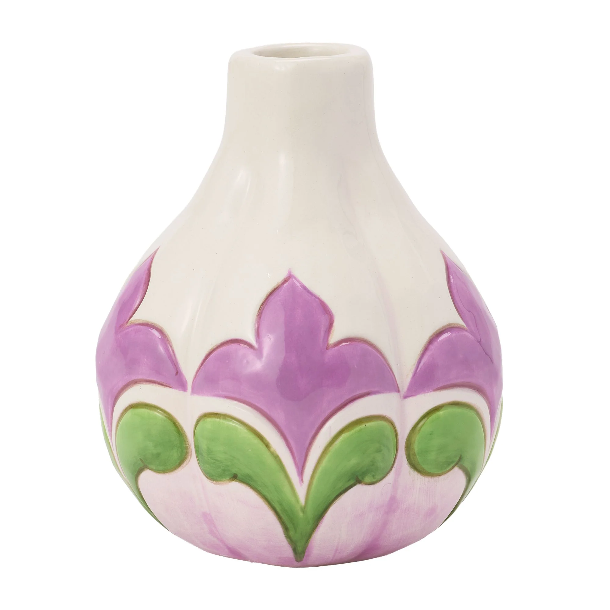 Vase White with Floral Motif