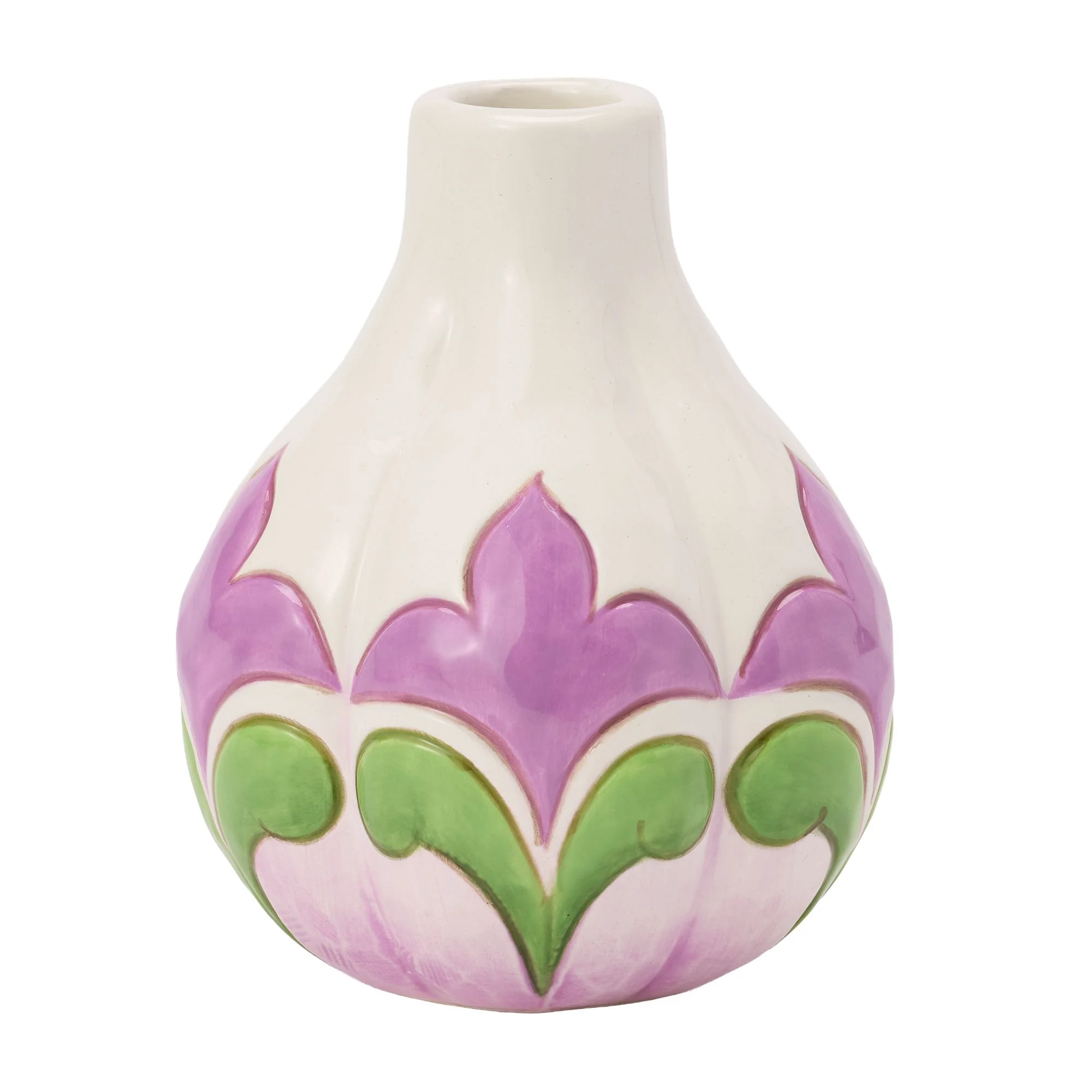 Vase White with Floral Motif - Image 3
