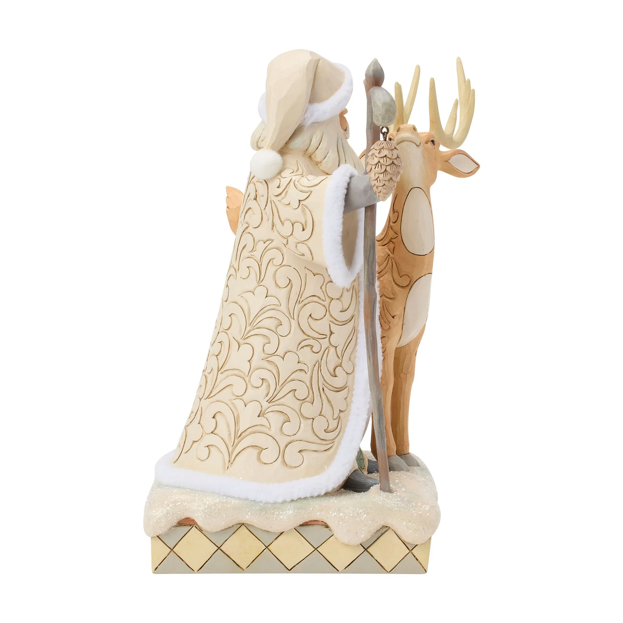 White Woodland Santa with a Buck Figurine - Image 4